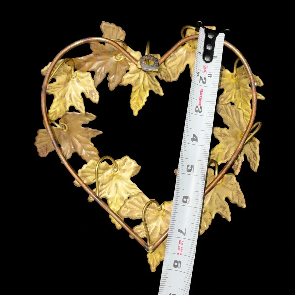 Vtg Homco Brass Ivy Leaf Heart Wreath Wall Plaque Hanging